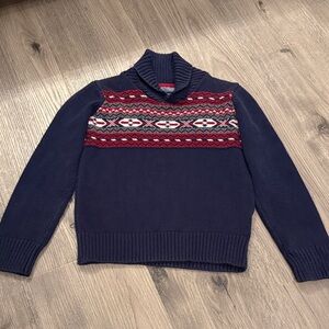Tommy Hilfiger Navy Sweater with Red and White Pattern